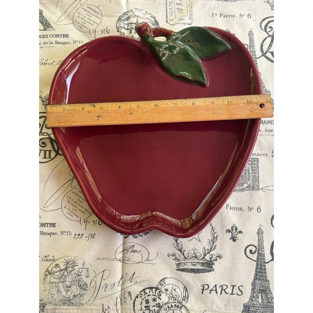 VTG Block Molde Portugal Barbara Eigen Apples Red Green Leaves Platter 12" - Picture 4 of 7